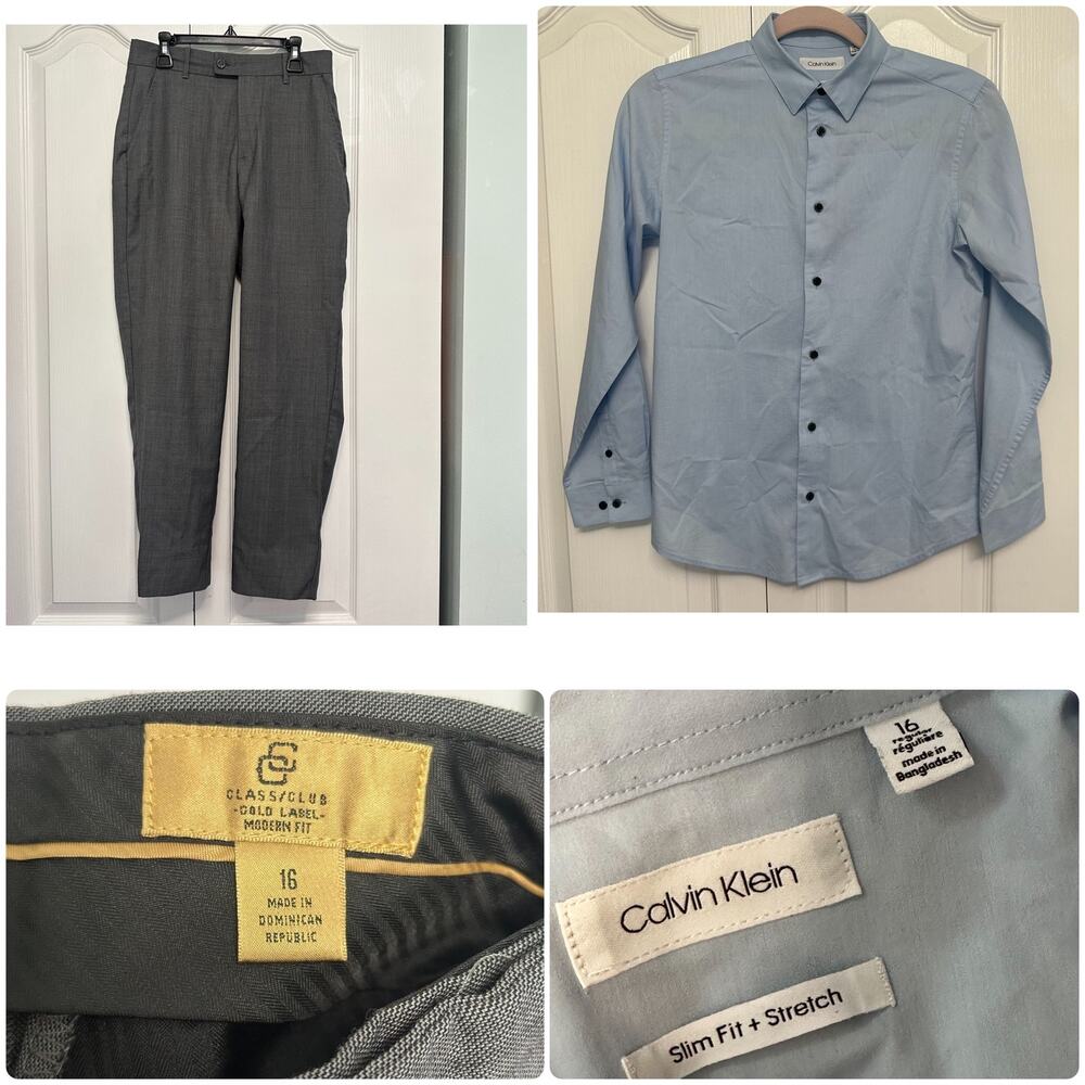 Boys Calvin Klein dress shirt and Class Club trousers Sz 16